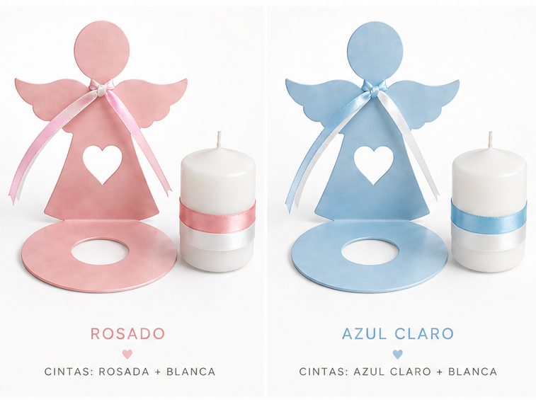 Ángel con vela rosado y azul TodoImporta productos importados Colombia
